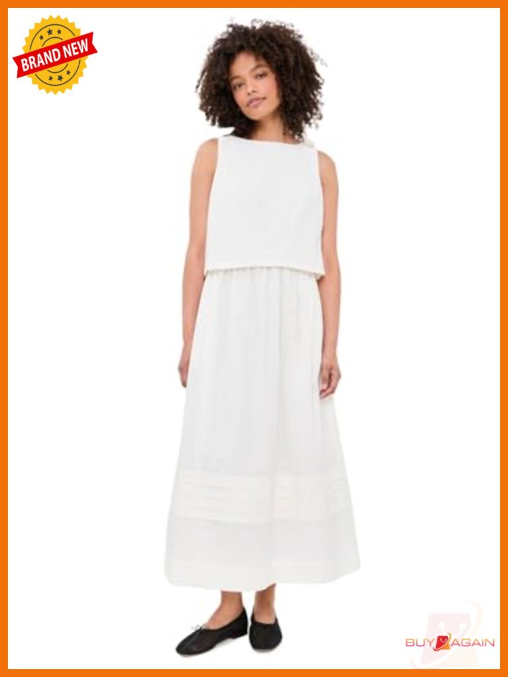 Line & Dot Tippi Midi Dress Cotton Linen Blend Women's Casual